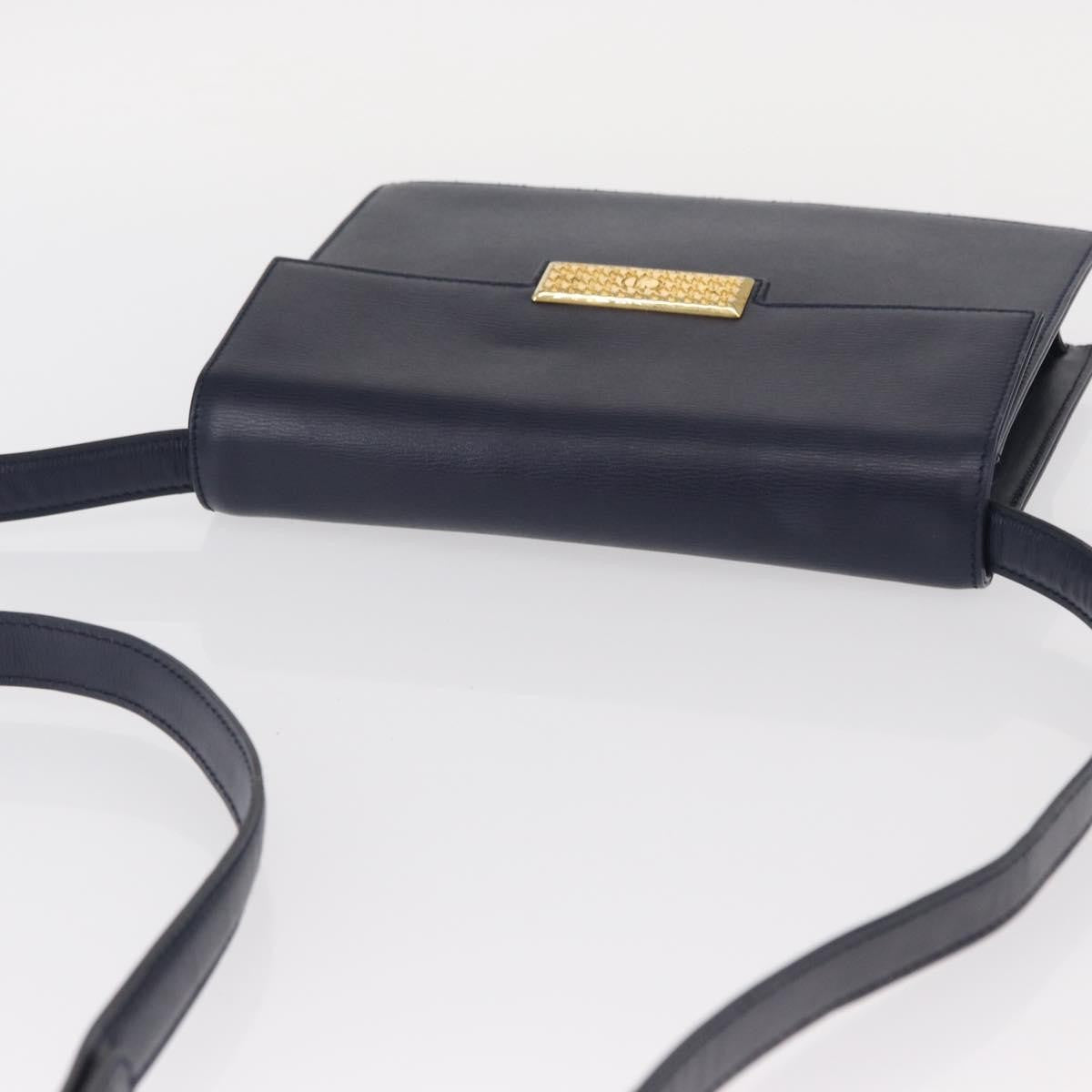 Christian Dior Vintage Cd Flap Leather Navy Leather Shoulder Bag Bag (Pre-Owned)