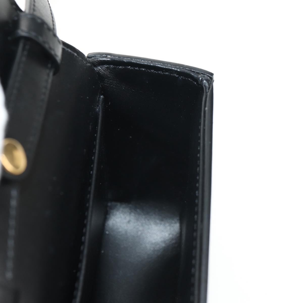 Celine Vintage Triomphe Shoulder Leather Black Leather Handbag (Pre-Owned)
