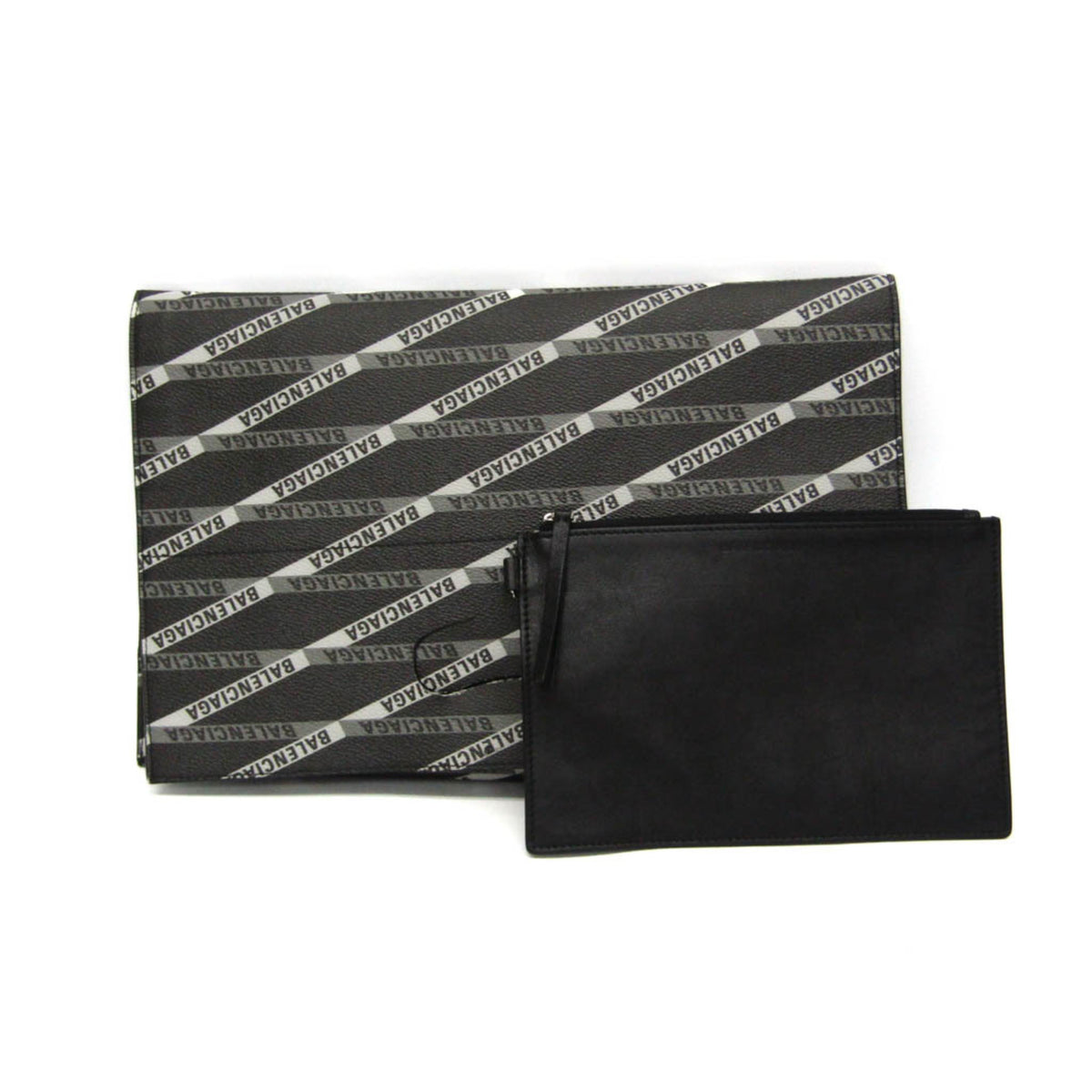 Balenciaga Fold Over Monogram Printed Leather Black Leather Tote Bag Bag (Pre-Owned)