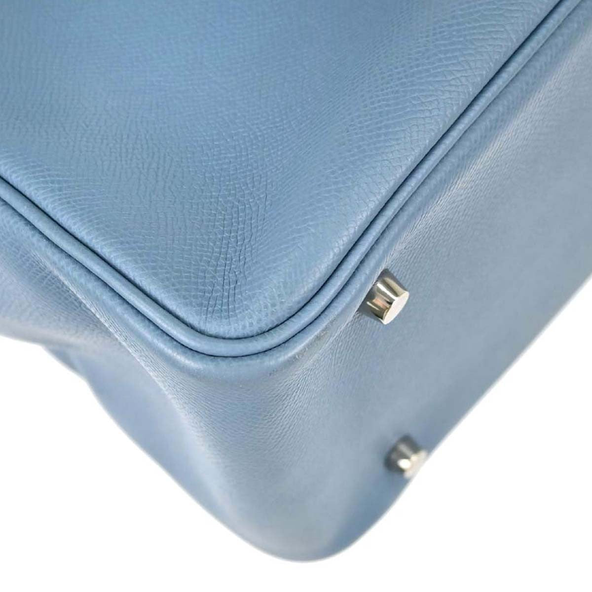 Hermes Plume Epsom Blue Leather Handbag (Pre-Owned)