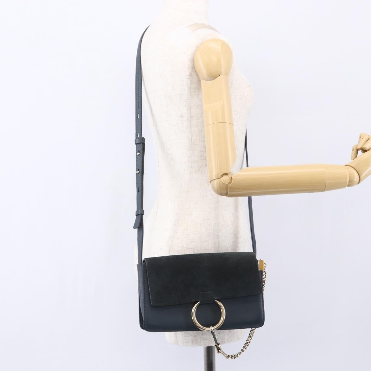Chloe Faye Leather And Suede Blue Suede Shoulder Bag Bag (Pre-Owned)