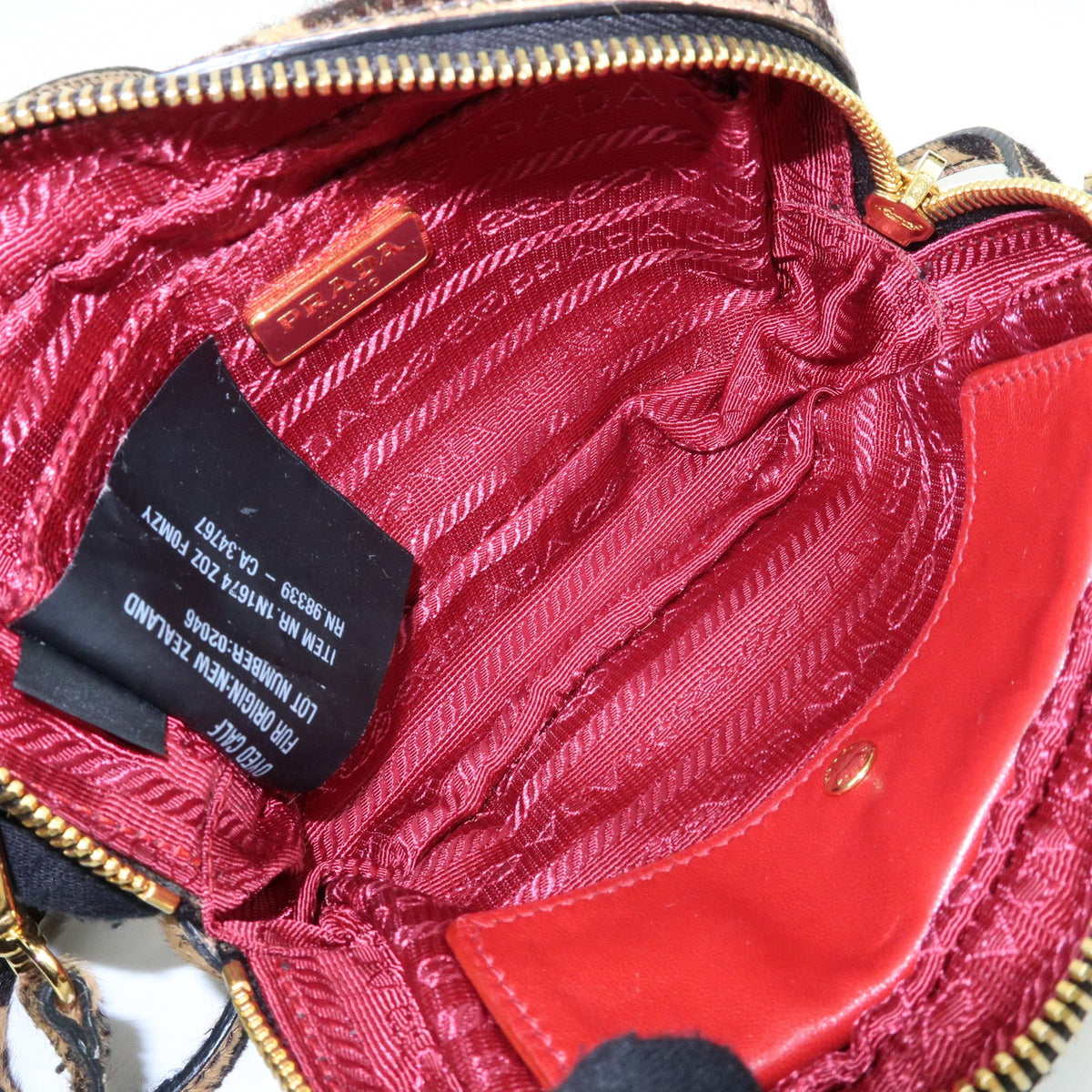 Prada Camera Printed Calf Hair Brown Pony_Style_Calfskin Handbag (Pre-Owned)