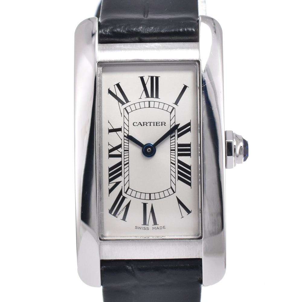 Cartier Tank Americaine Quartz Stainless Steel And Alligator Watch (Pre-Owned)