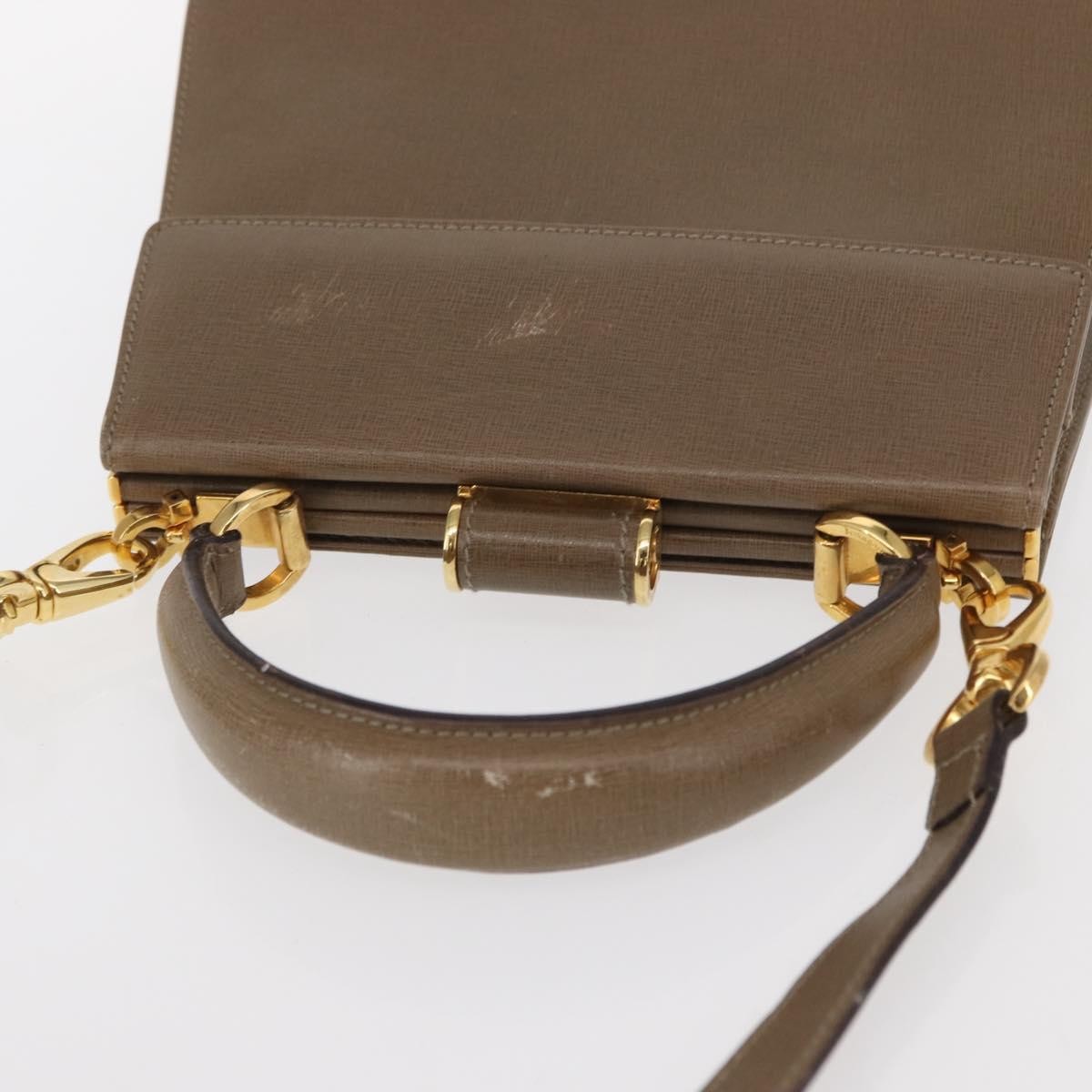 Salvatore Ferragamo Gancini Leather Beige Leather Handbag (Pre-Owned)