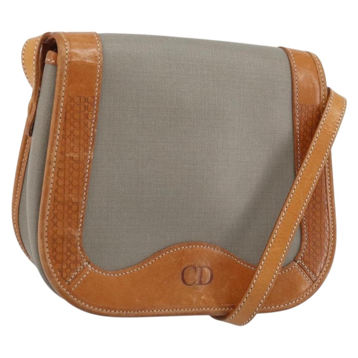 Christian Dior Cd Shoulder Bag Canvas And Leather Gray Canvas Shoulder Bag Bag (Pre-Owned)