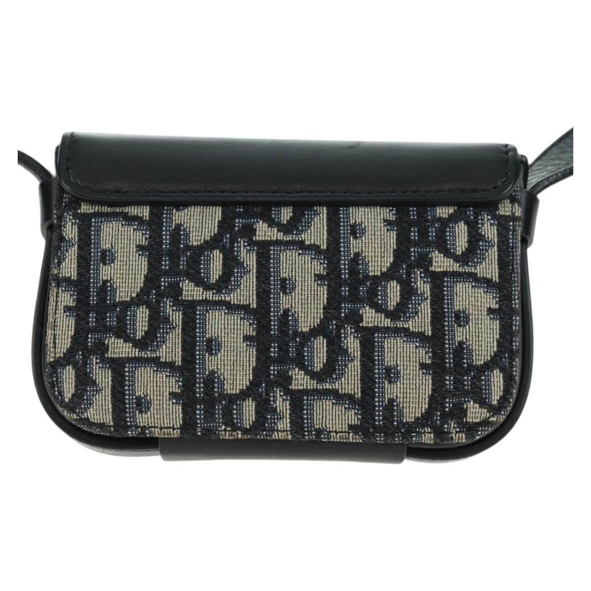 Christian Dior Clasp Lock Messenger Oblique Canvas And Leather Navy Canvas Clutche & Pouche Bag (Pre-Owned)