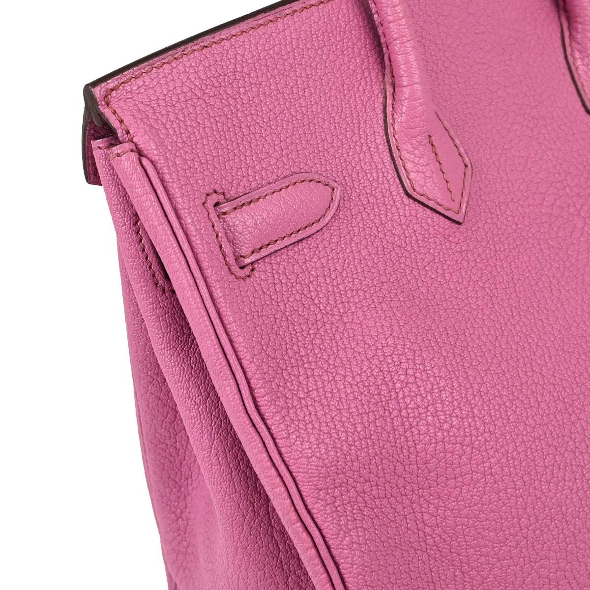 Hermes Hac Birkin Pink Chevre De Coromandel With Palladium Hardware Pink Leather Handbag (Pre-Owned)