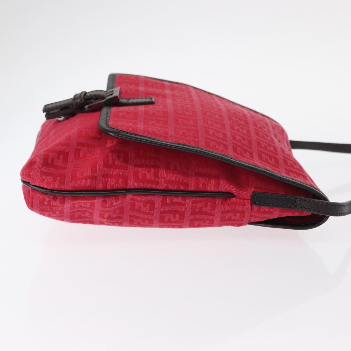 Fendi Vintage Flap Zucchino Canvas Red Canvas Shoulder Bag Bag (Pre-Owned)