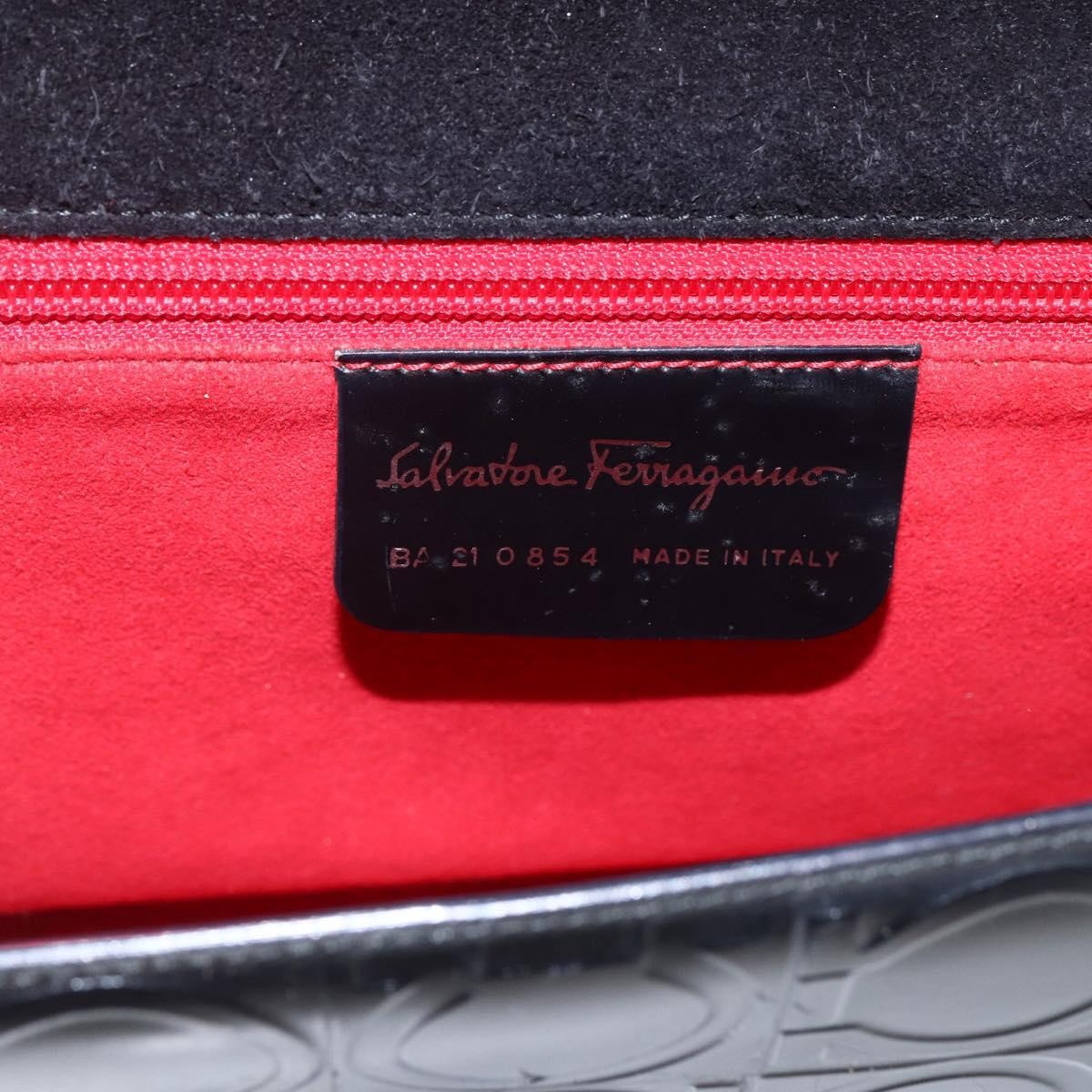 Salvatore Ferragamo Gancini Leather Black Leather Handbag (Pre-Owned)
