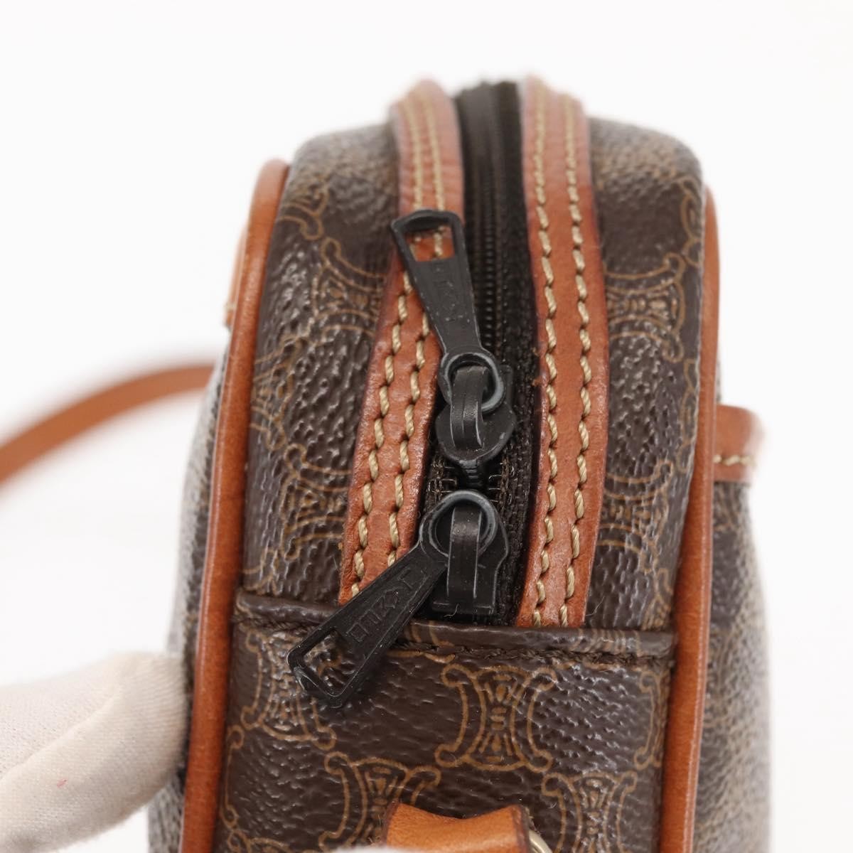 Celine Macadam Shoulder Pvc Leather Brown Canvas Bag (Pre-Owned)