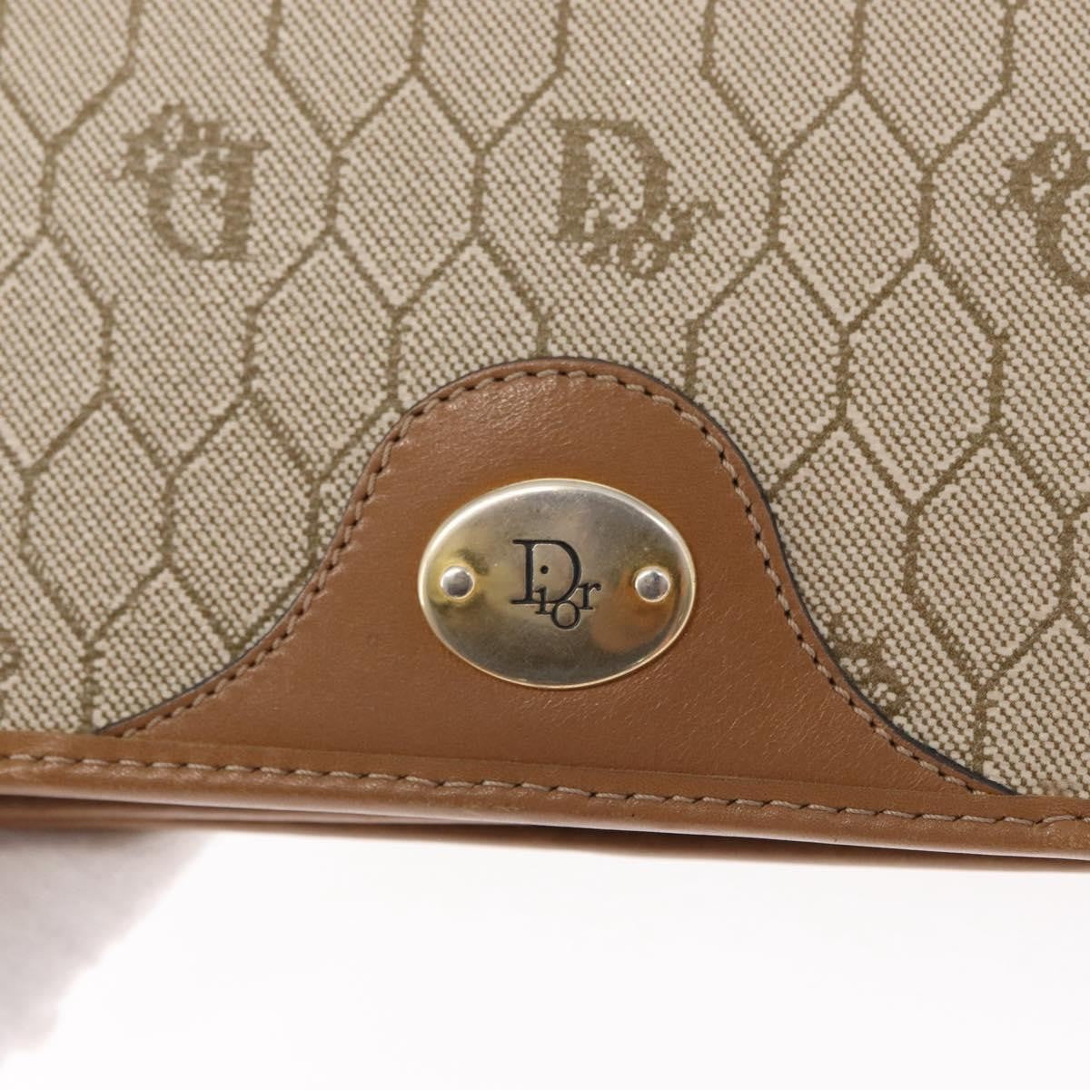 Christian Dior Vintage Honeycomb Zip Coated Canvas Beige Canvas Clutche & Pouche Bag (Pre-Owned)