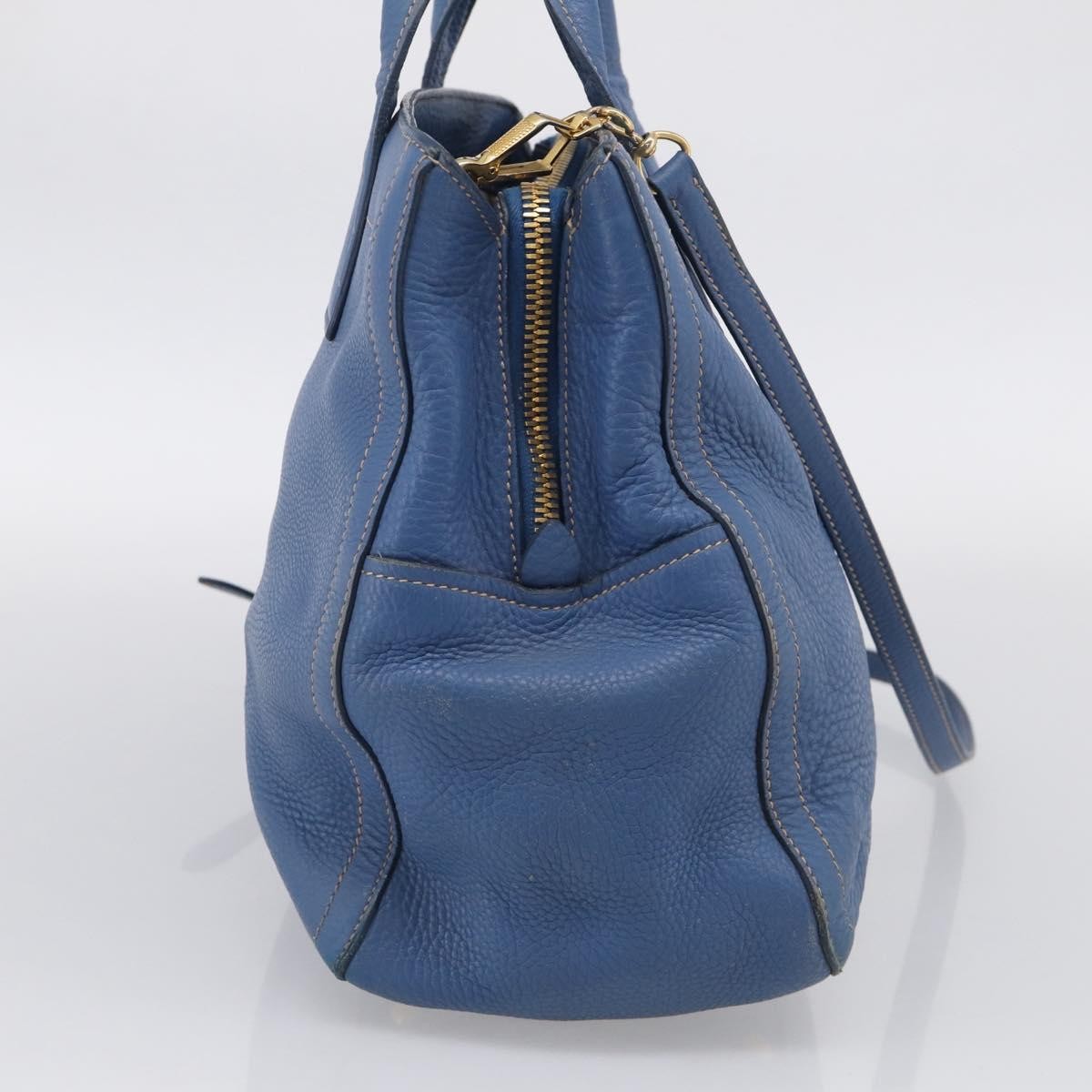 Miu Miu Beau Top Handle Leather Blue Leather Handbag (Pre-Owned)