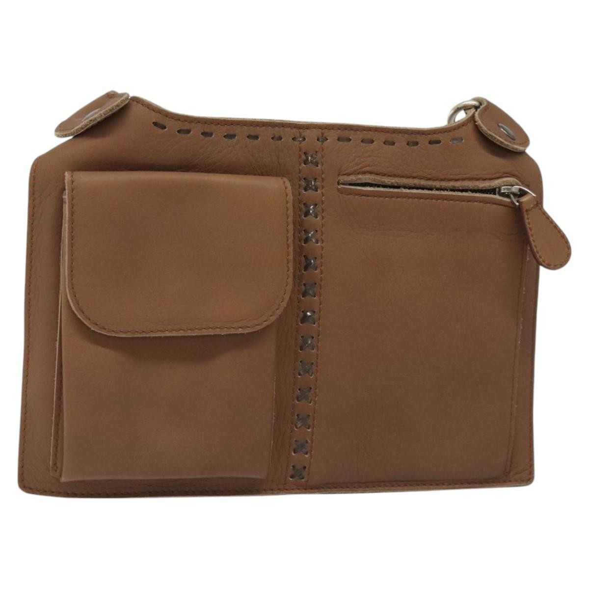 Bottega Veneta Vintage Front Pocket Waist Leather Brown Leather Clutche & Pouche Bag (Pre-Owned)