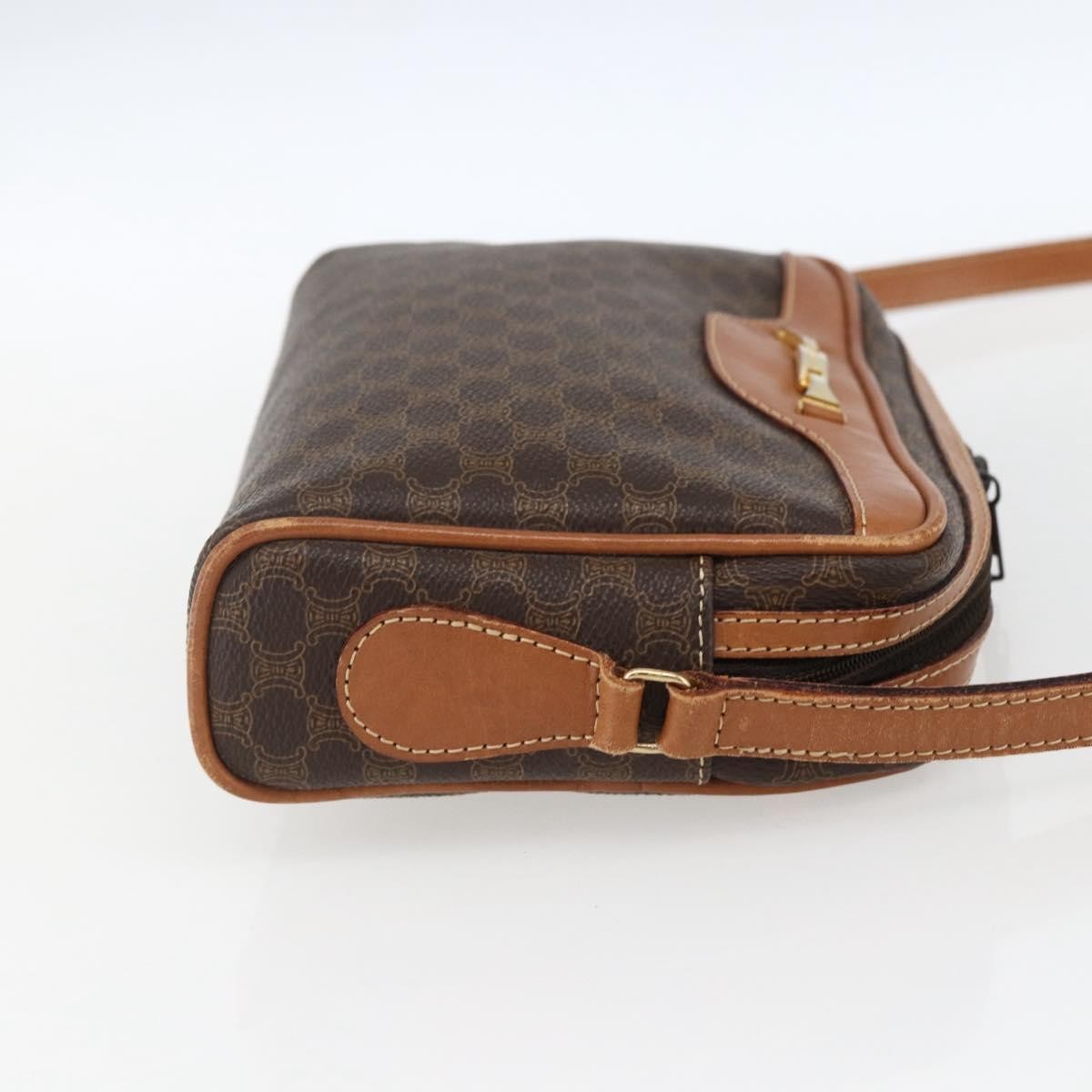 Celine Vintage Macadam Canvas And Leather Brown Canvas Shoulder Bag Bag (Pre-Owned)