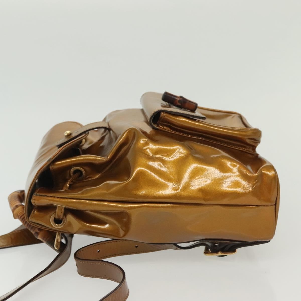 Gucci Vintage Bamboo Patent Gold Patent_Leather Bag (Pre-Owned)