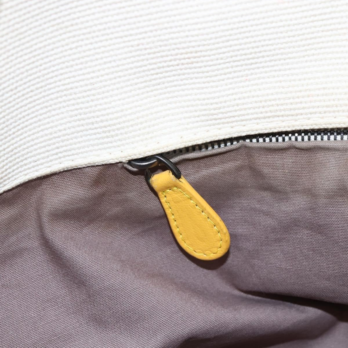 Bottega Veneta Braided Handle Open Canvas With Leather Yellow Canvas Bag (Pre-Owned)