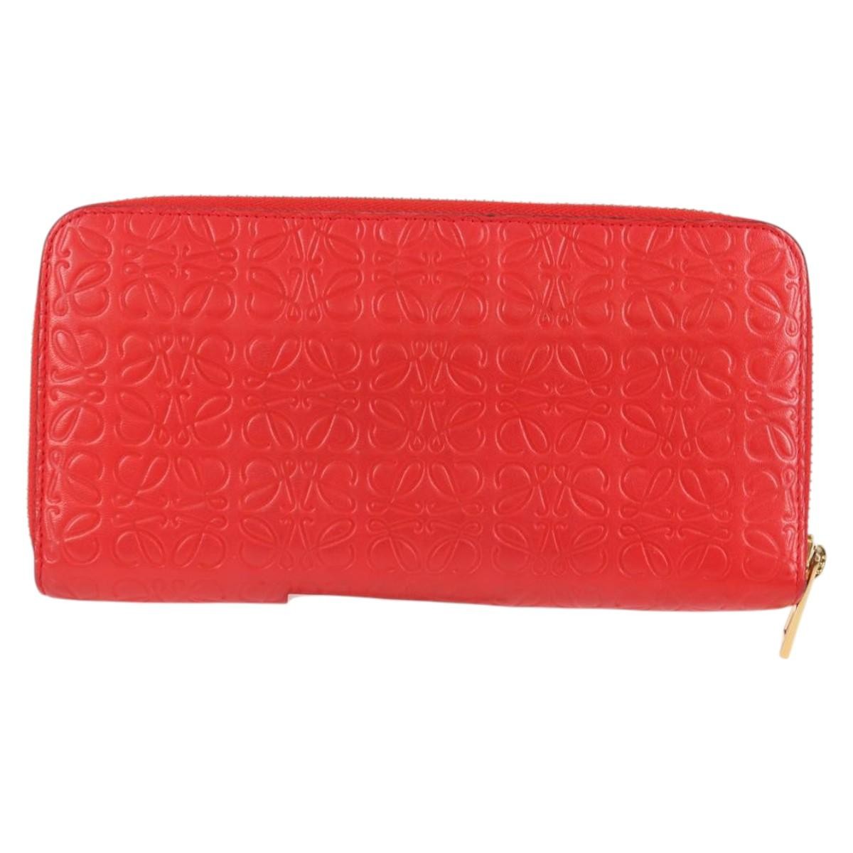 Loewe Anagram Leather Red Leather Wallets Accessory (Pre-Owned)