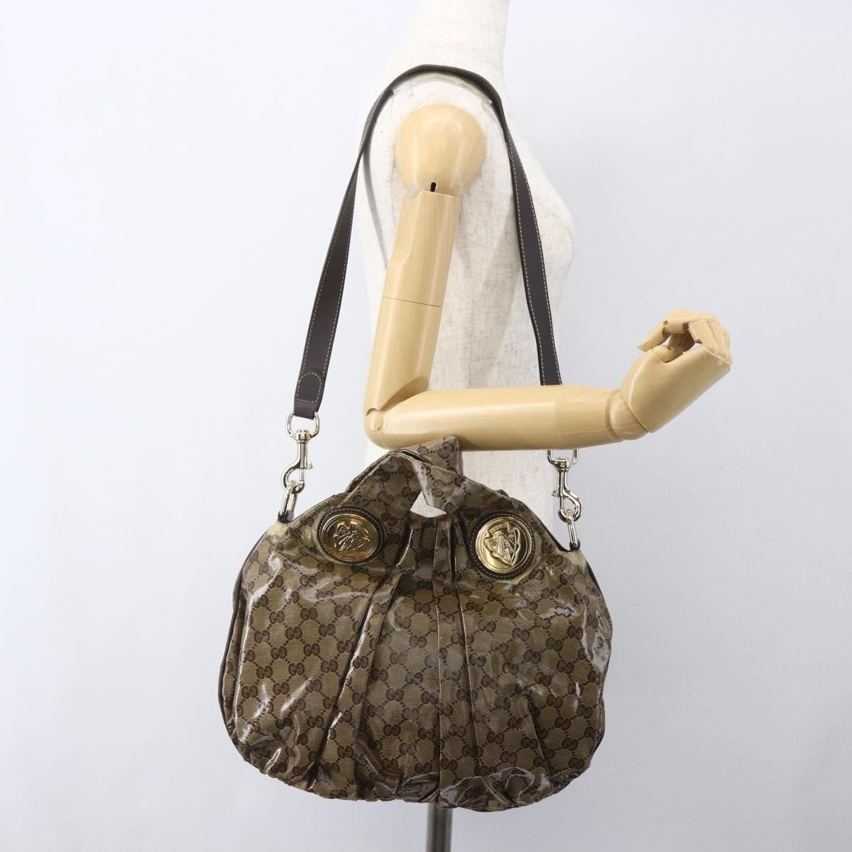 Gucci Hysteria Convertible Top Handle Gg Coated Canvas Beige Canvas Handbag (Pre-Owned)