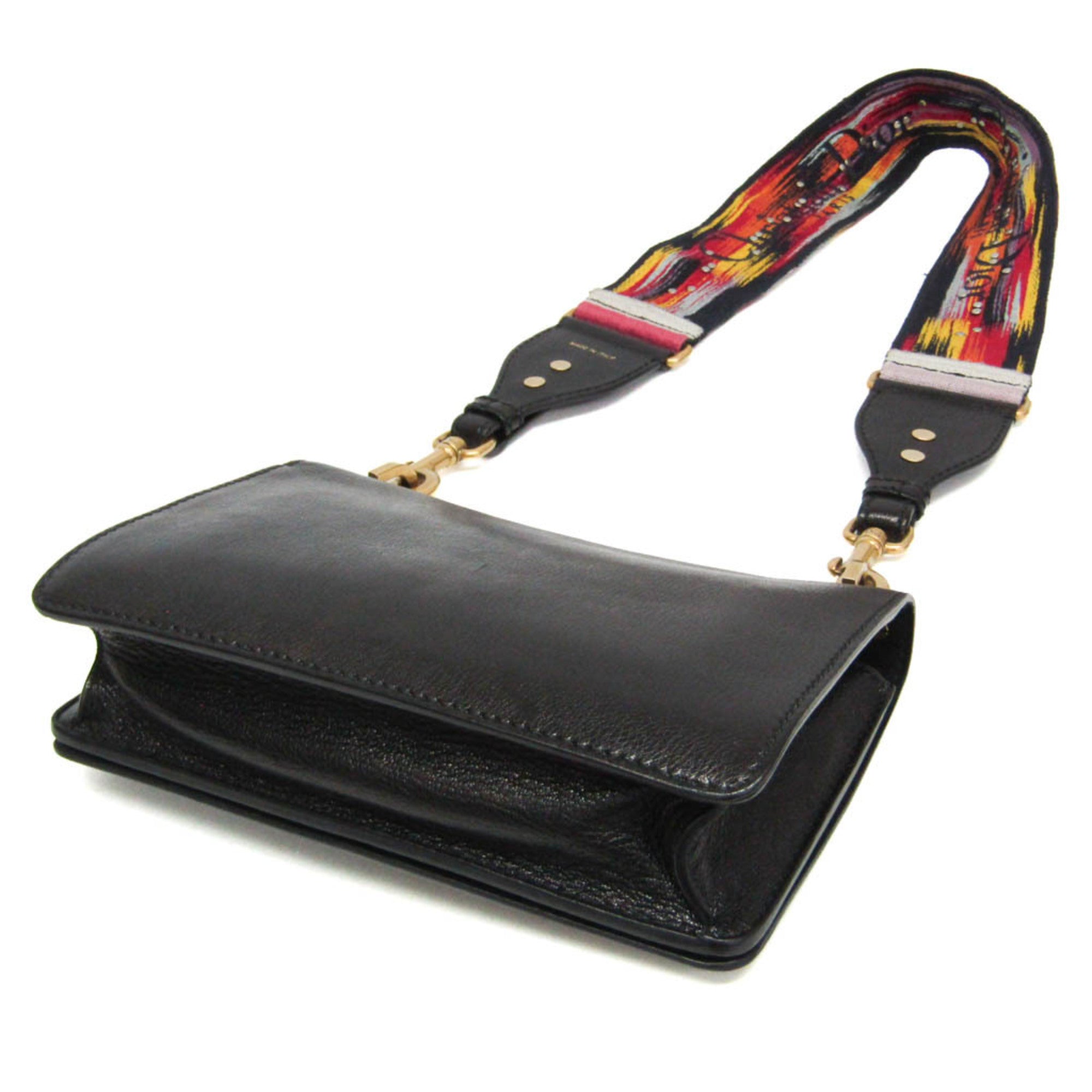 Christian Dior J'adior Flap Leather Black Leather Shoulder Bag Bag (Pre-Owned)