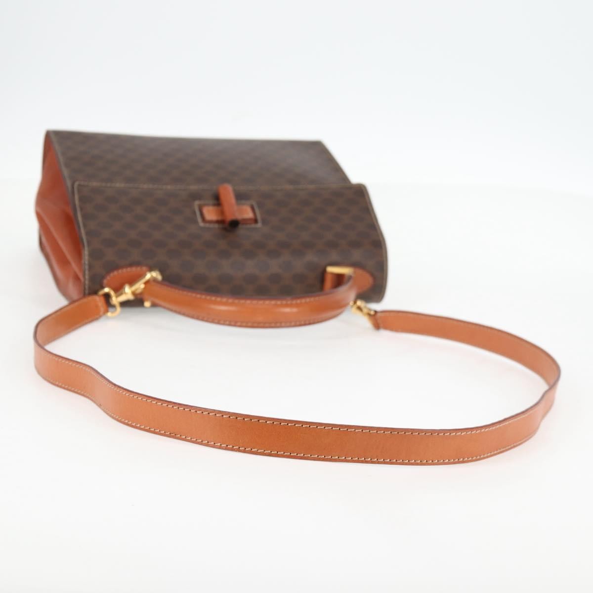 Celine Vintage Convertible Top Handle Macadam Coated Canvas Brown Canvas Handbag (Pre-Owned)