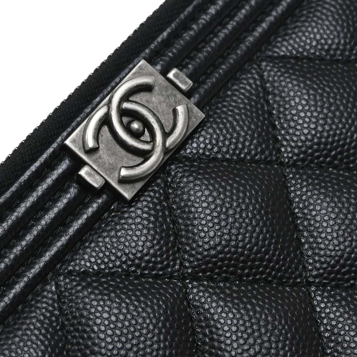 Chanel Boy Double Zip Clutch With Chain Quilted Lambskin Black Leather Clutche & Pouche Bag (Pre-Owned)