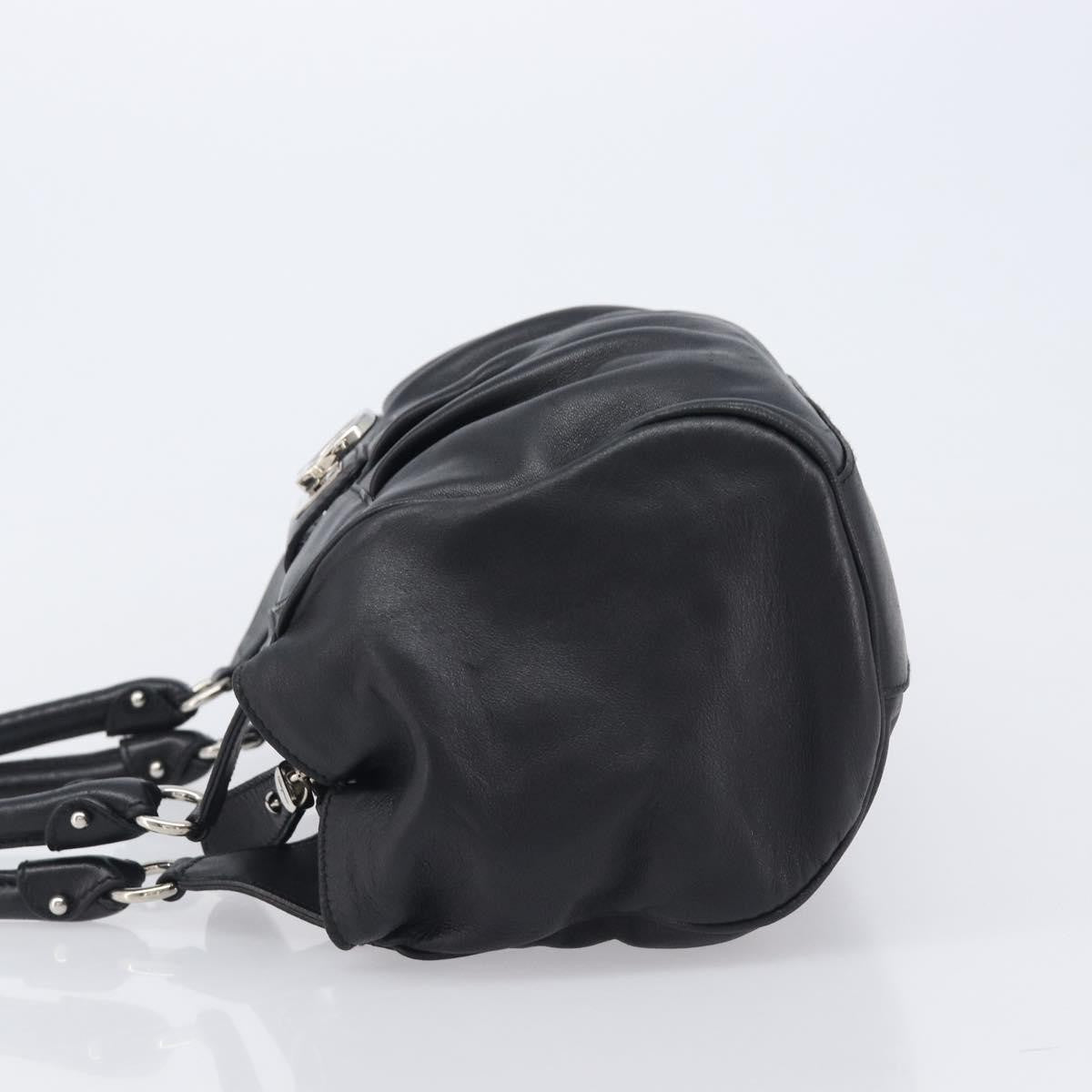 Salvatore Ferragamo Gancini Leather Black Leather Handbag (Pre-Owned)
