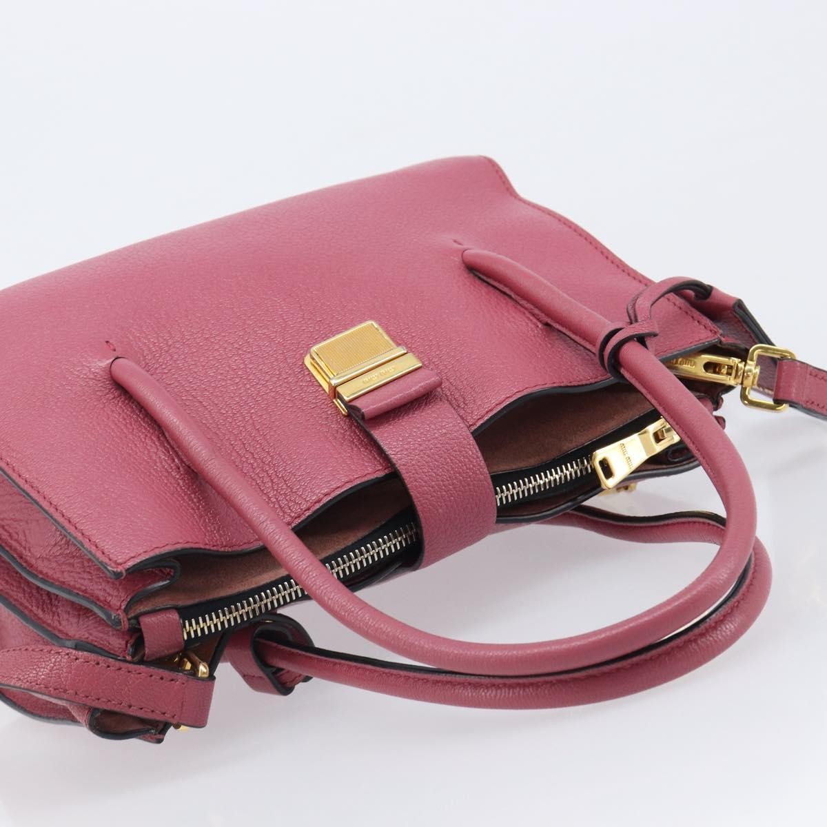 Miu Miu Madras Convertible Compartment Leather Pink Leather Tote Bag Bag (Pre-Owned)