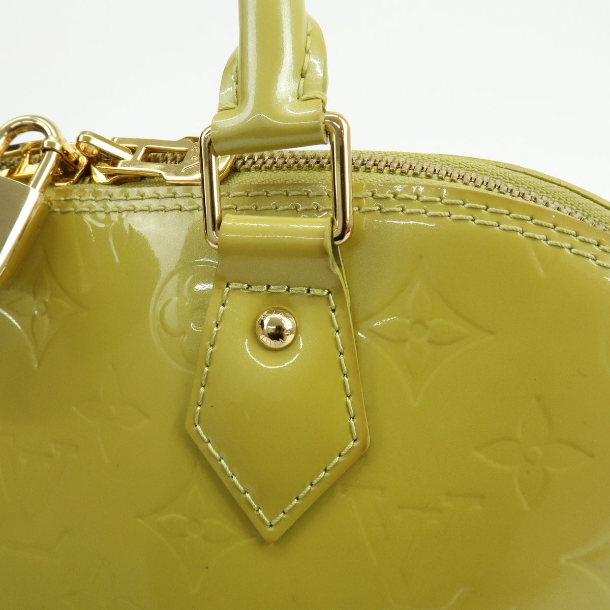 Louis Vuitton Alma Monogram Vernis Green Patent_Leather Handbag (Pre-Owned)