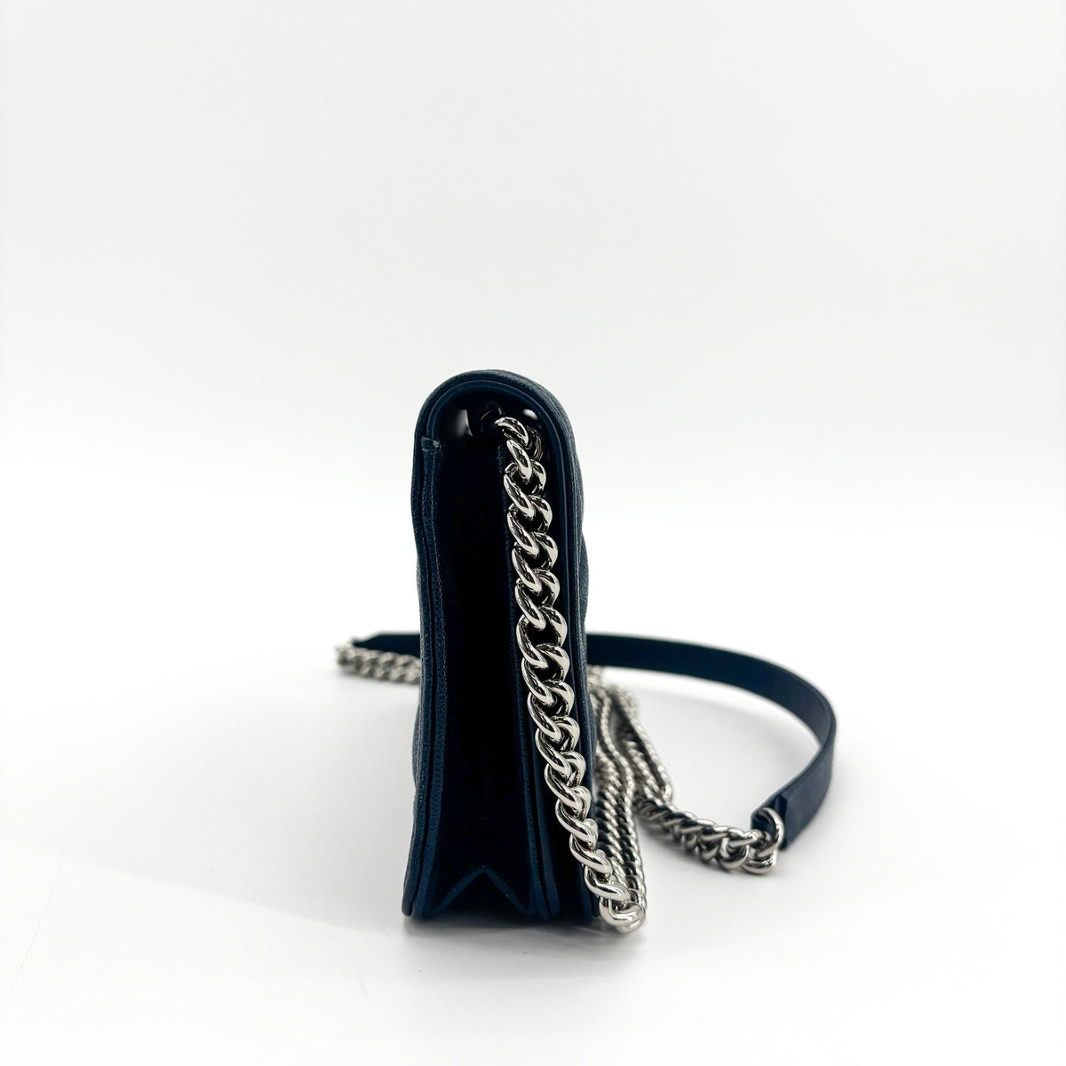 Chanel Boy Wallet On Chain Quilted Caviar Navy Leather Shoulder Bag Bag (Pre-Owned)