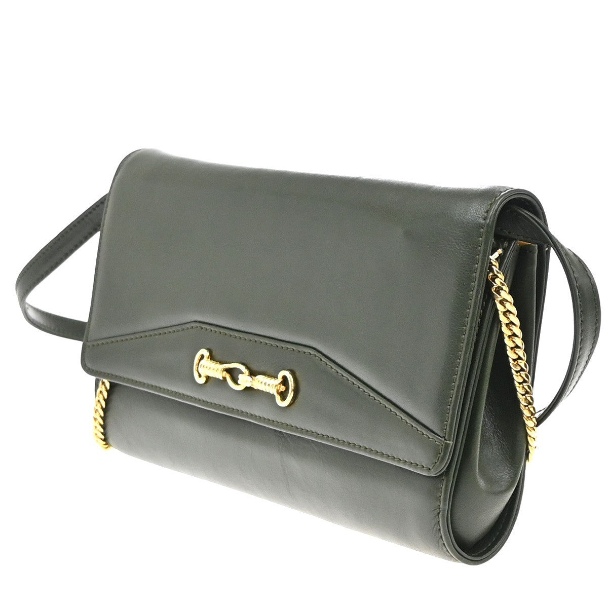 Celine Vintage Leather Green Leather Shoulder Bag Bag (Pre-Owned)