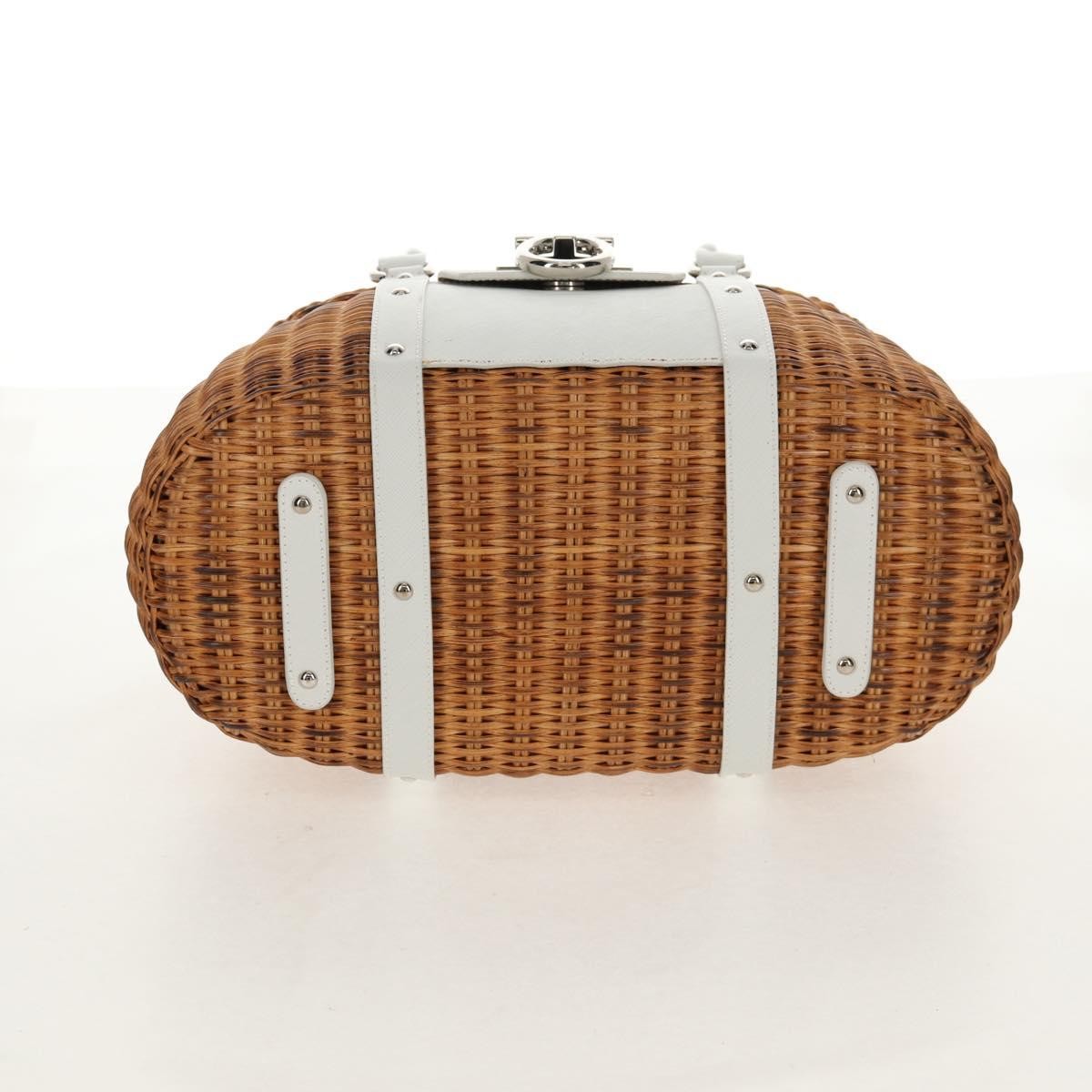 Salvatore Ferragamo Basket Gancini Leather And Wicker Beige Wicker Handbag (Pre-Owned)
