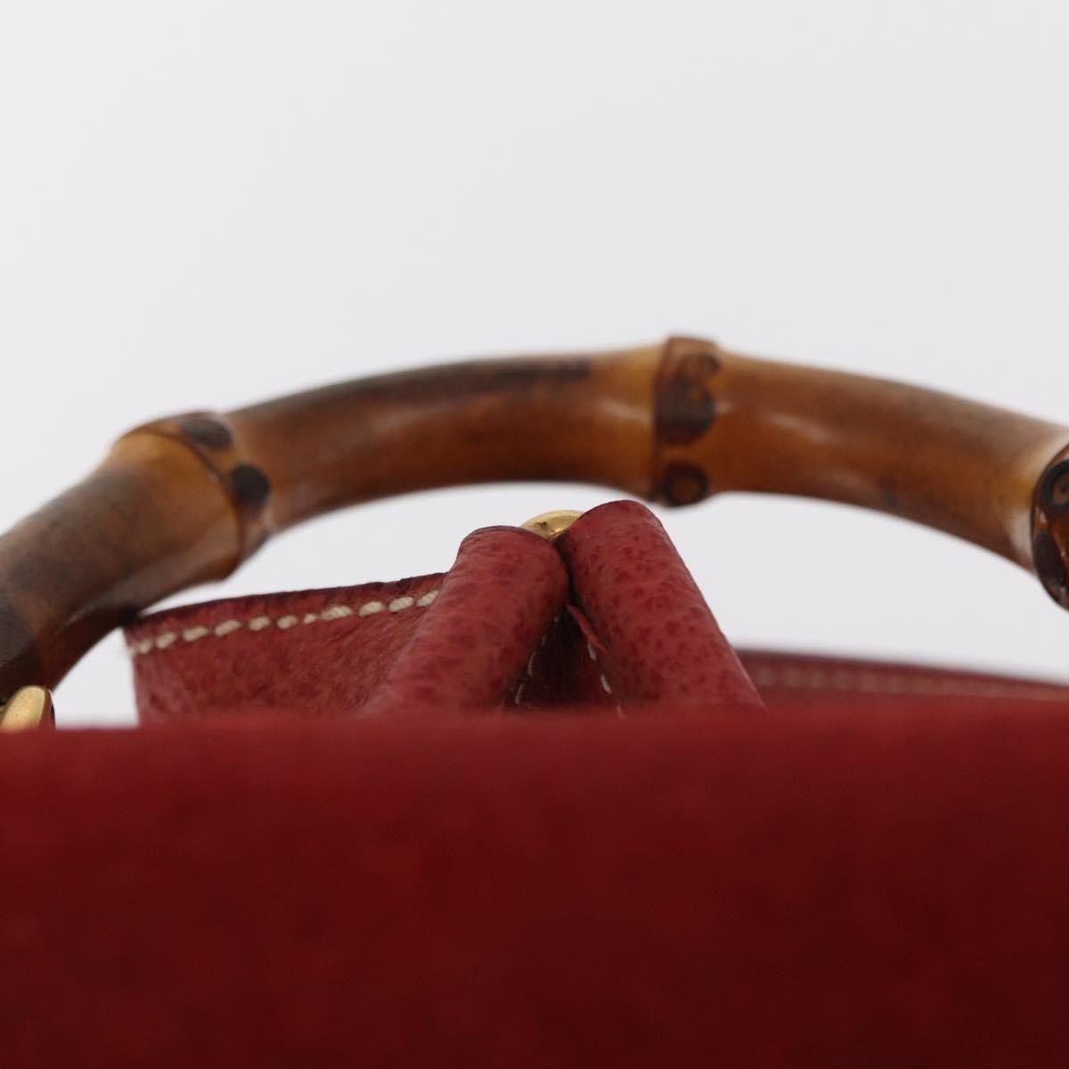 Gucci Vintage Bamboo Leather Red Leather Backpack Bag (Pre-Owned)