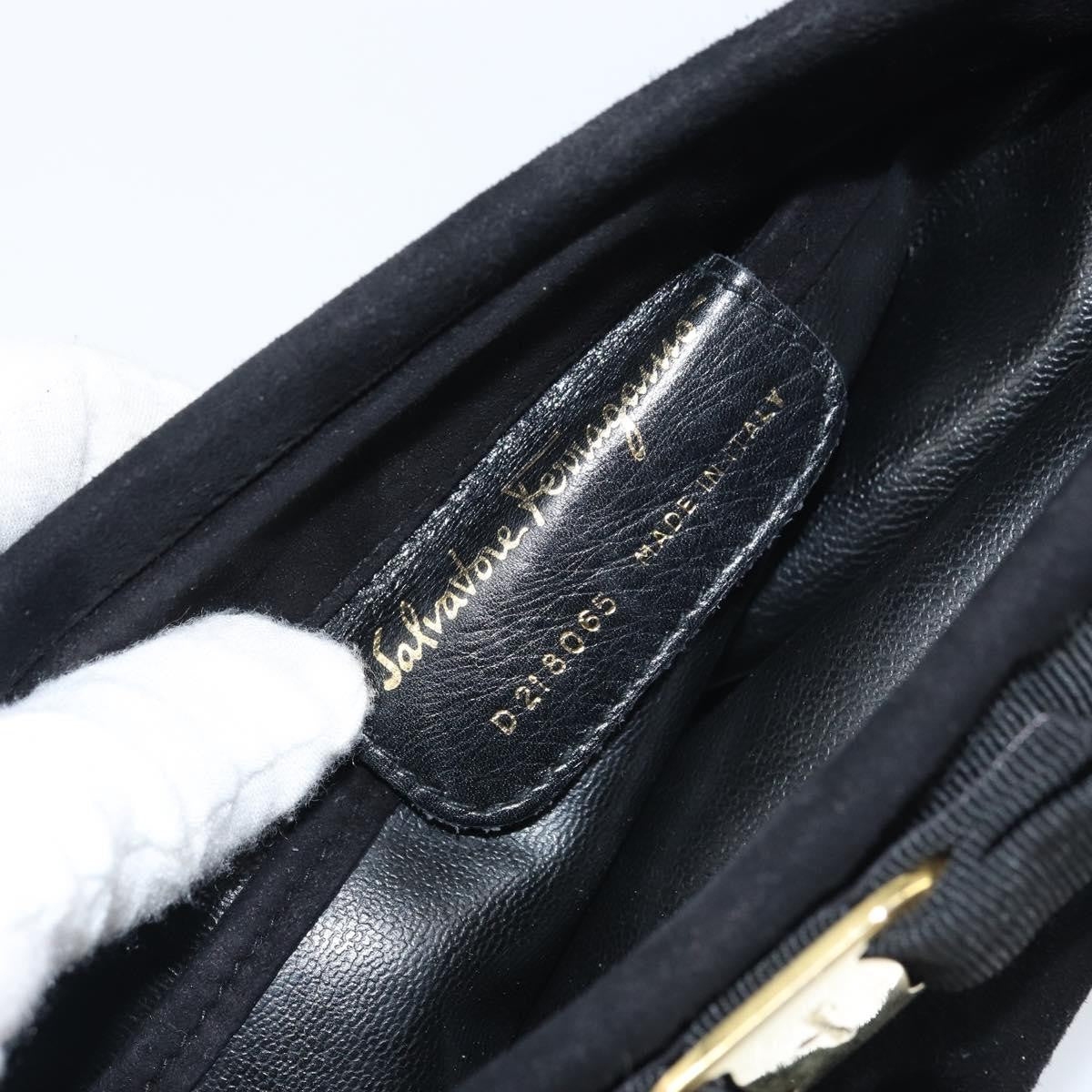 Salvatore Ferragamo Vala Suede Black Suede Shoulder Bag Bag (Pre-Owned)