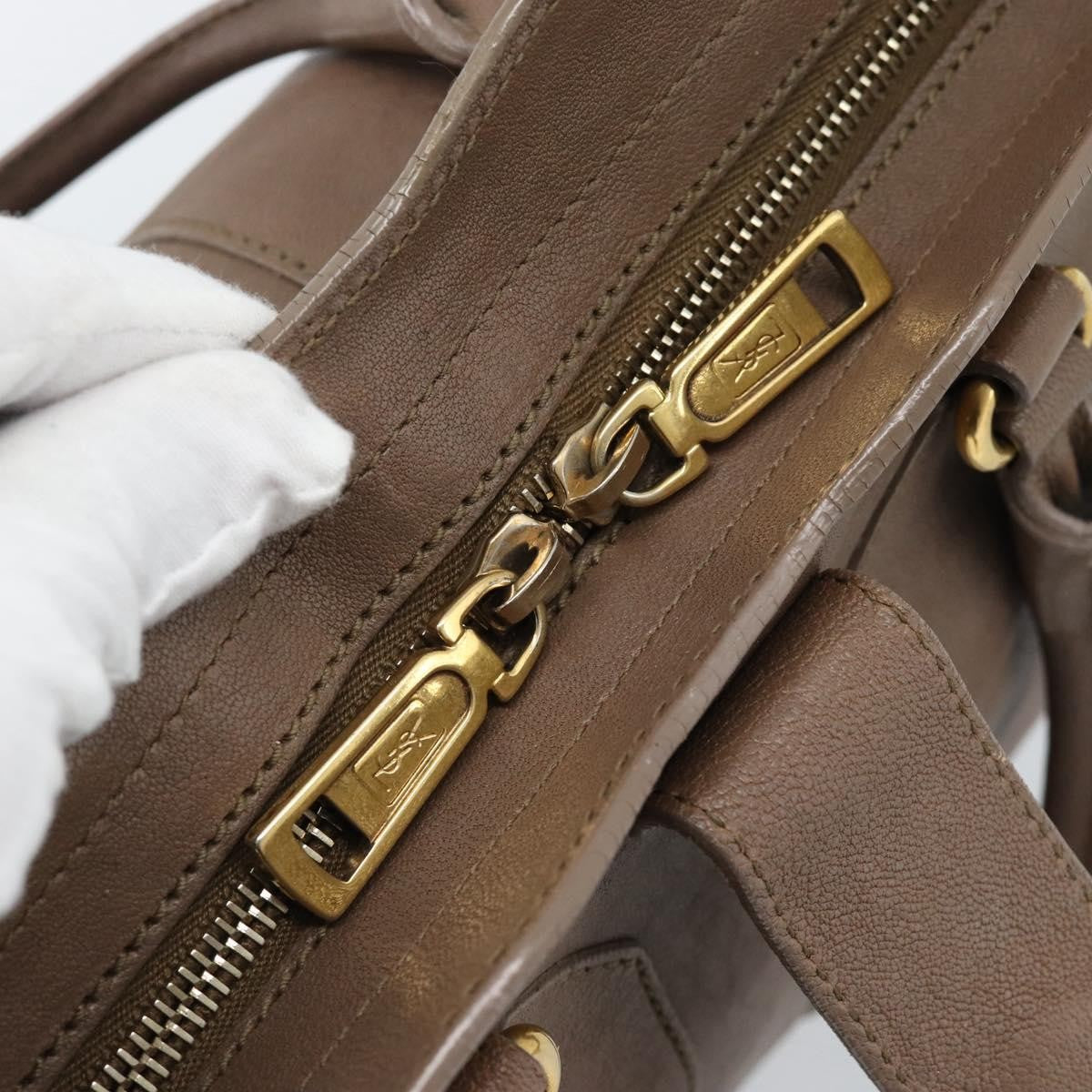 Saint Laurent Chyc Cabas Leather Brown Leather Tote Bag Bag (Pre-Owned)