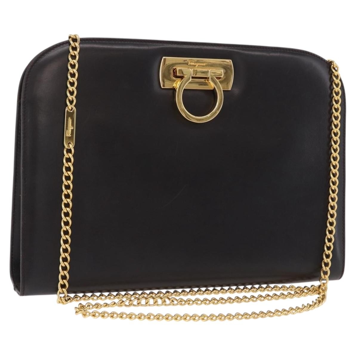 Salvatore Ferragamo Vintage Gancini Chain Leather Brown Leather Shoulder Bag Bag (Pre-Owned)