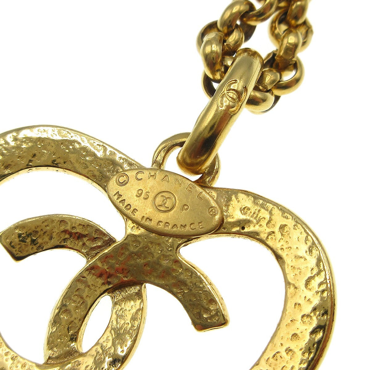 Chanel Cc Heart Pendant Metal Gold Gold_Plated Necklace Jewelry (Pre-Owned)