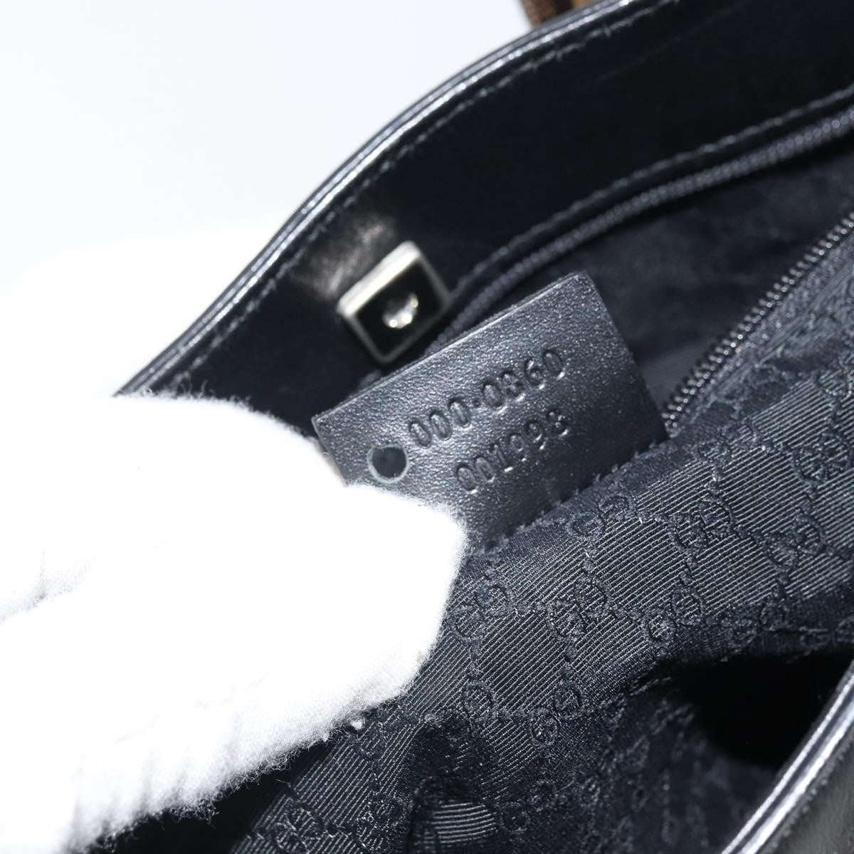 Gucci Vintage Web Tote Leather Black Leather Tote Bag Bag (Pre-Owned)