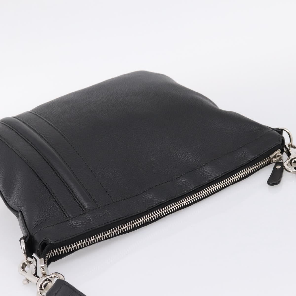 Gucci Zip Messenger Leather With Striped Detail Black Leather Handbag (Pre-Owned)