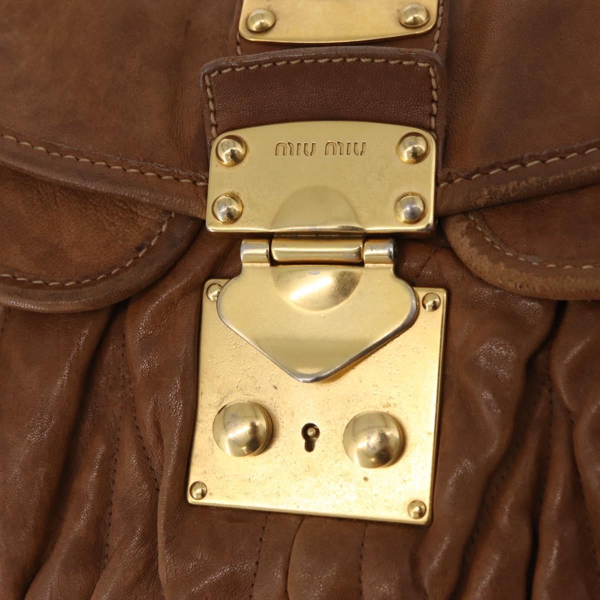 Miu Miu Coffer Convertible Hobo Matelasse Leather Brown Leather Shoulder Bag Bag (Pre-Owned)