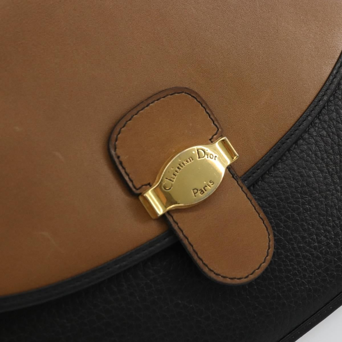 Christian Dior Flap Shoulder Leather Black Leather Shoulder Bag Bag (Pre-Owned)