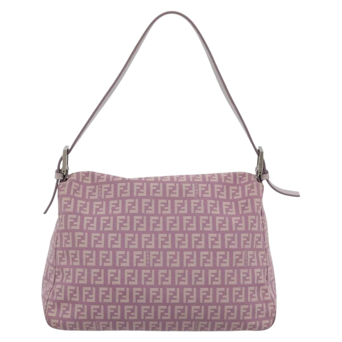 Fendi Mamma Baguette Zucca Jacquard Velvet Pink Canvas Shoulder Bag Bag (Pre-Owned)