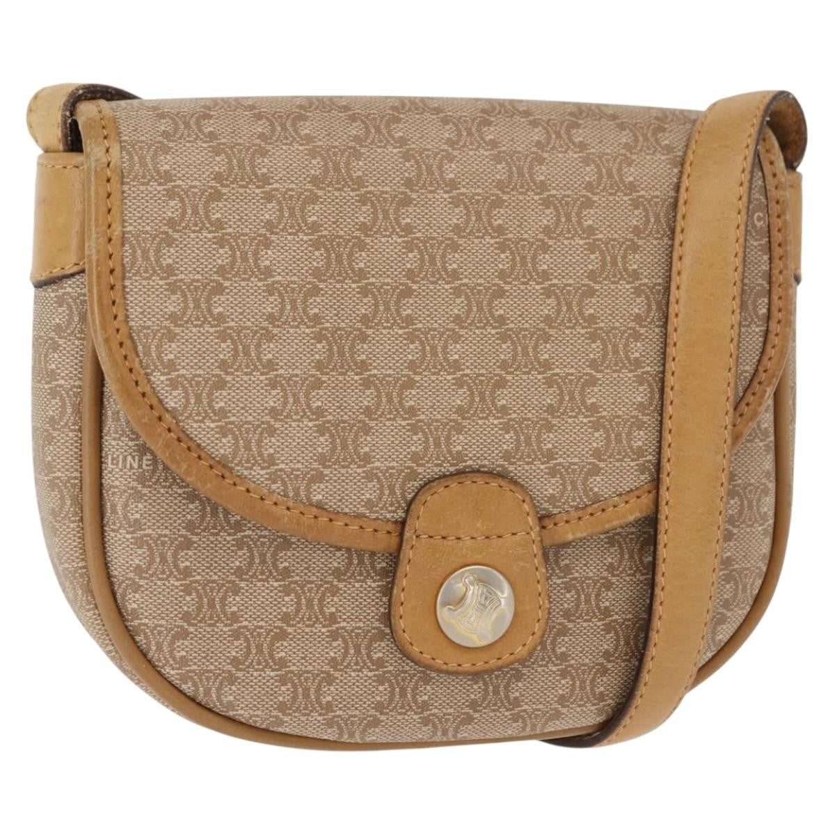 Celine Vintage Macadam Canvas And Leather Beige Canvas Shoulder Bag Bag (Pre-Owned)