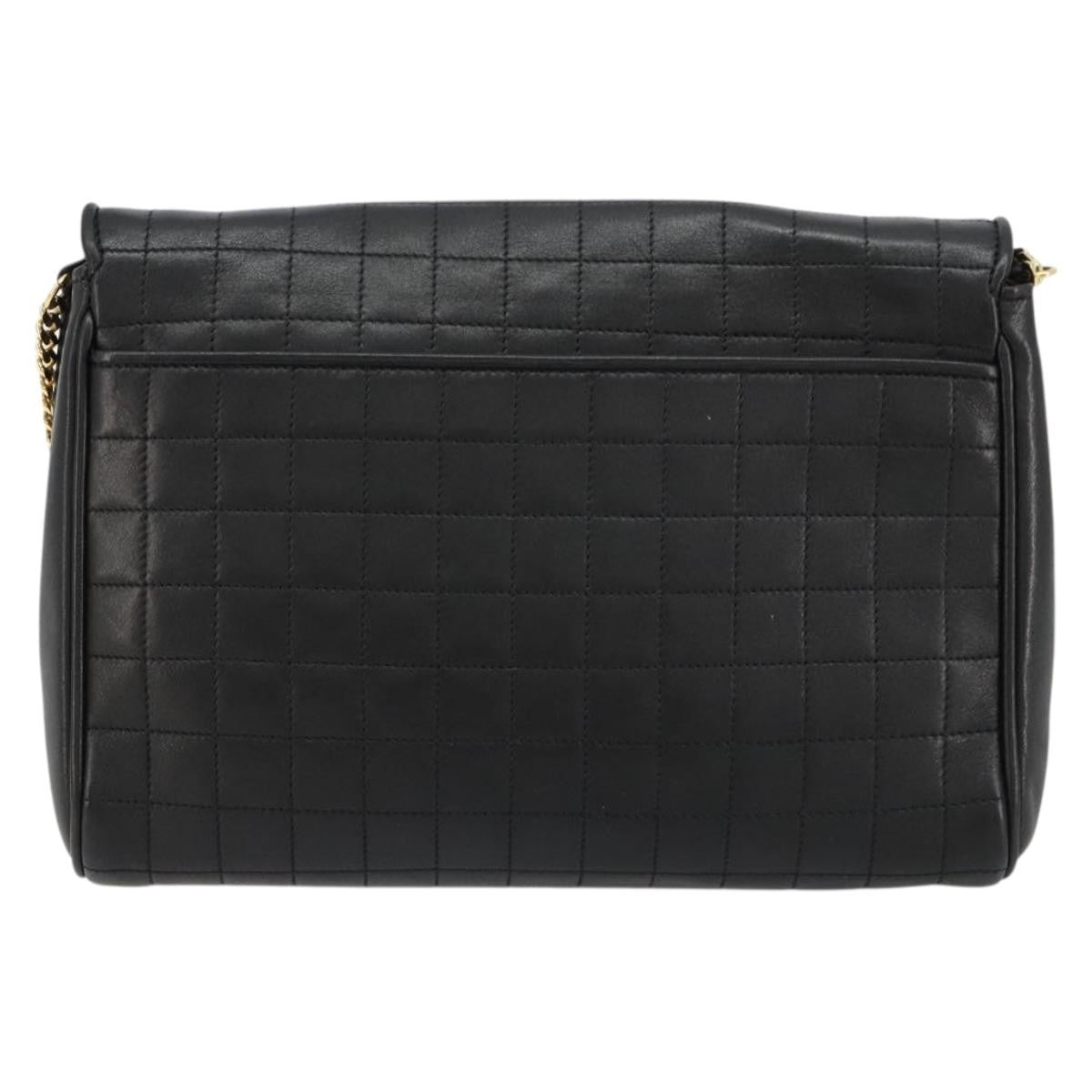 Celine Flap Shoulder Leather Black Leather Shoulder Bag Bag (Pre-Owned)