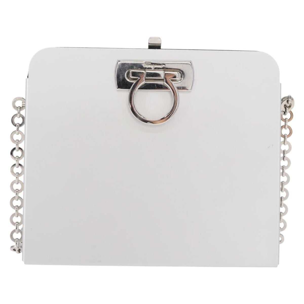 Salvatore Ferragamo Vintage Gancini Chain Leather Silver Stainless_Steel Shoulder Bag Bag (Pre-Owned)
