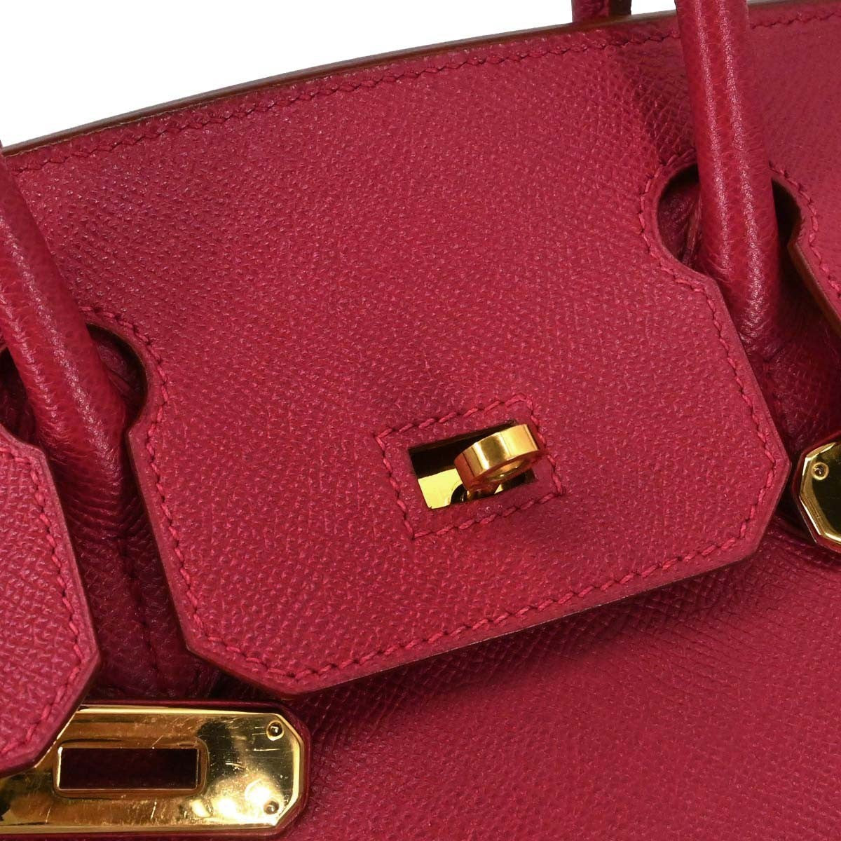 Hermes Birkin Red Courchevel With Gold Hardware Red Leather Handbag (Pre-Owned)