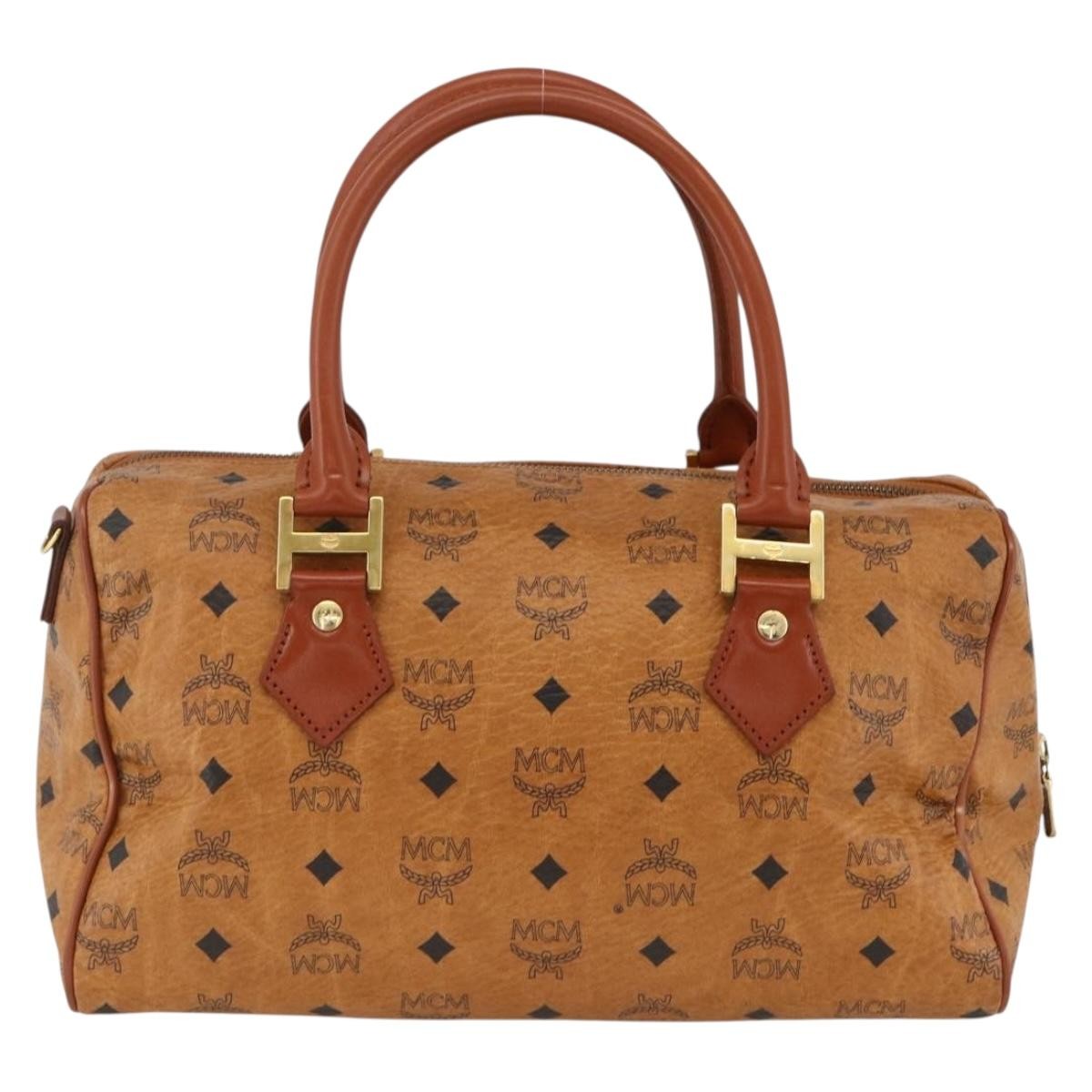 MCM Visetos Logogramme Leather Brown Leather Handbag (Pre-Owned)