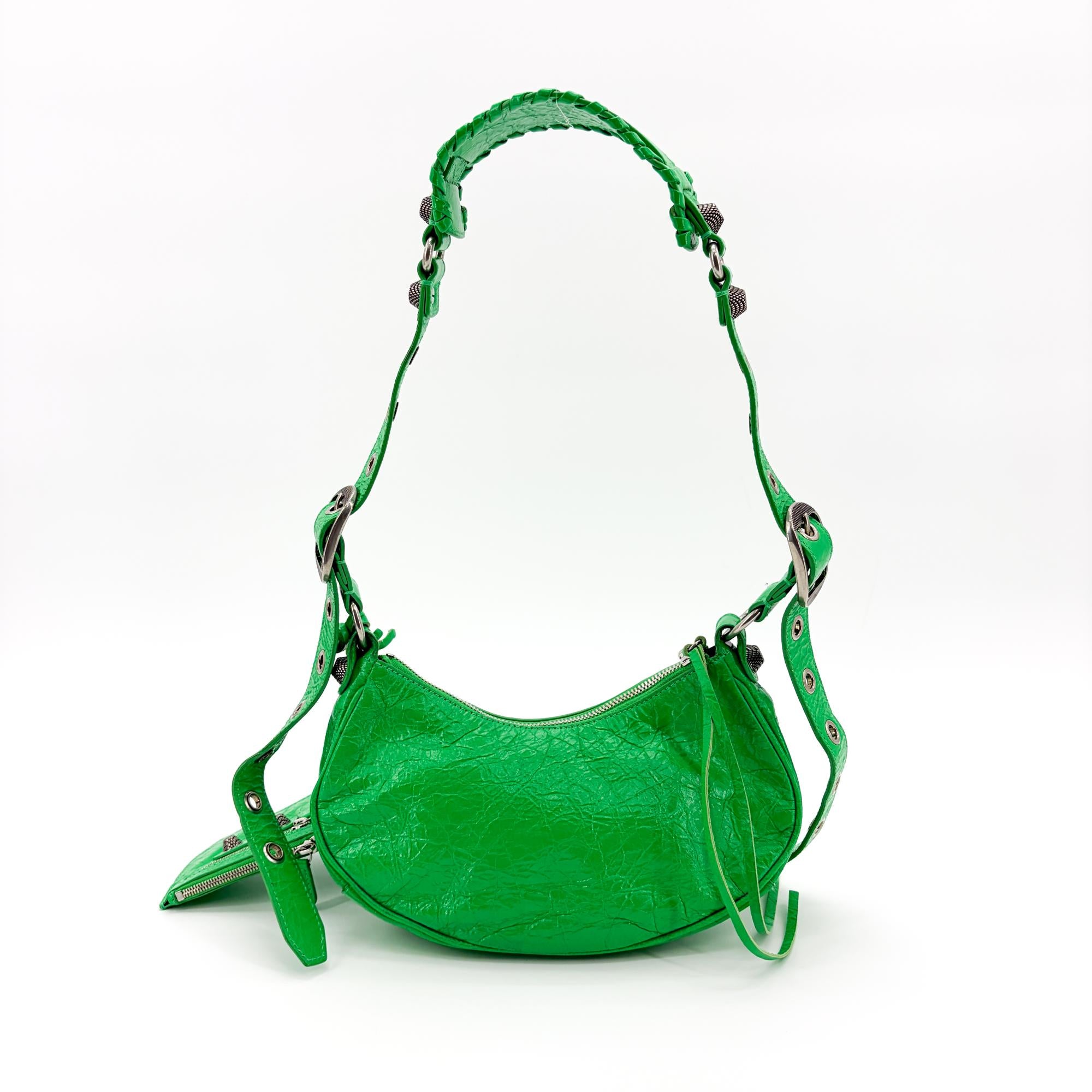 Balenciaga Le Cagole Giant Spikes Leather Green Leather Shoulder Bag Bag (Pre-Owned)