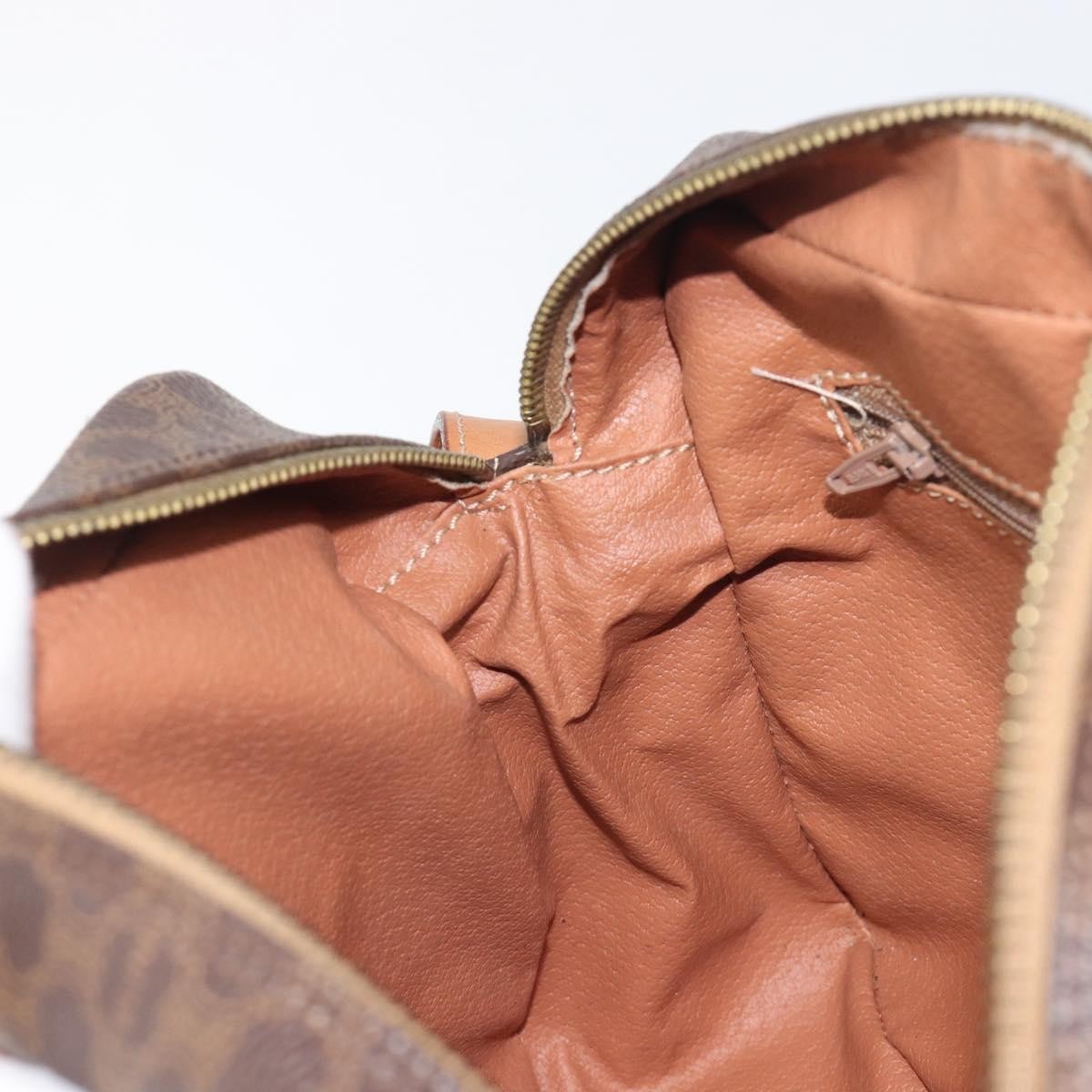 Celine Vintage Macadam Circle Logo Canvas And Leather Brown Pvc Shoulder Bag Bag (Pre-Owned)