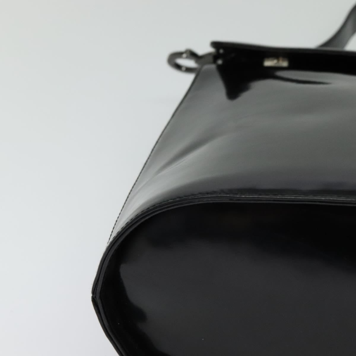 Salvatore Ferragamo Gancini Patent Leather Black Patent_Leather Shoulder Bag Bag (Pre-Owned)