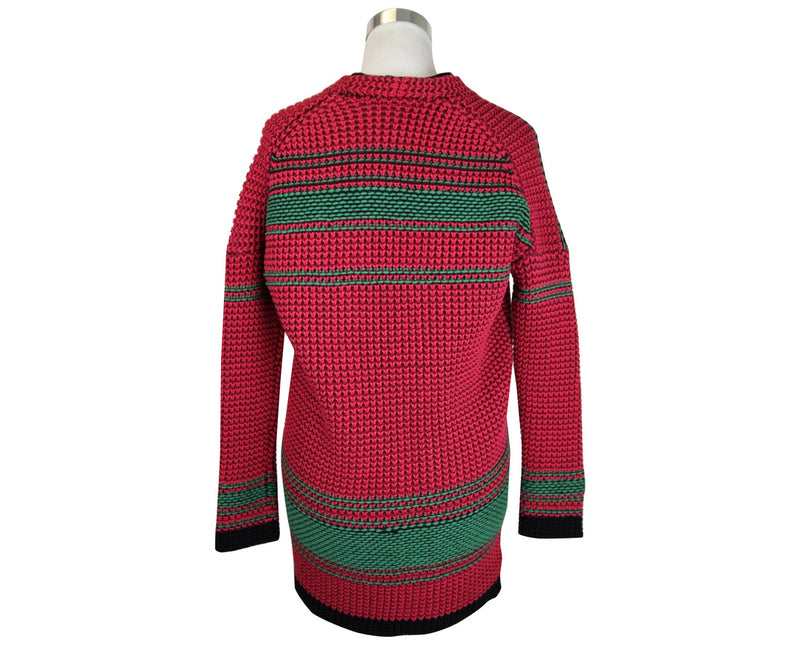 Maje Women's Black Detail Hot Pink / Burgendy / Green Cotton Polyester Cardigan Jacket